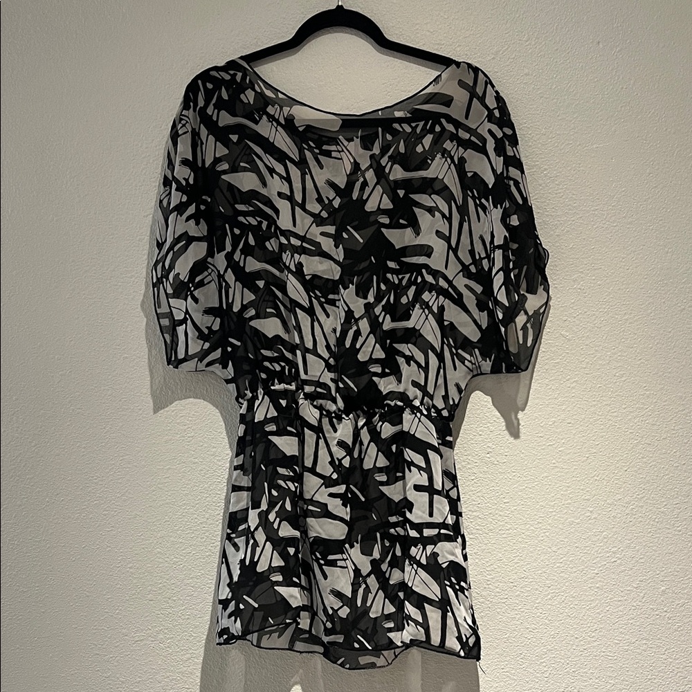 Miken Black and White Sheer Blouse